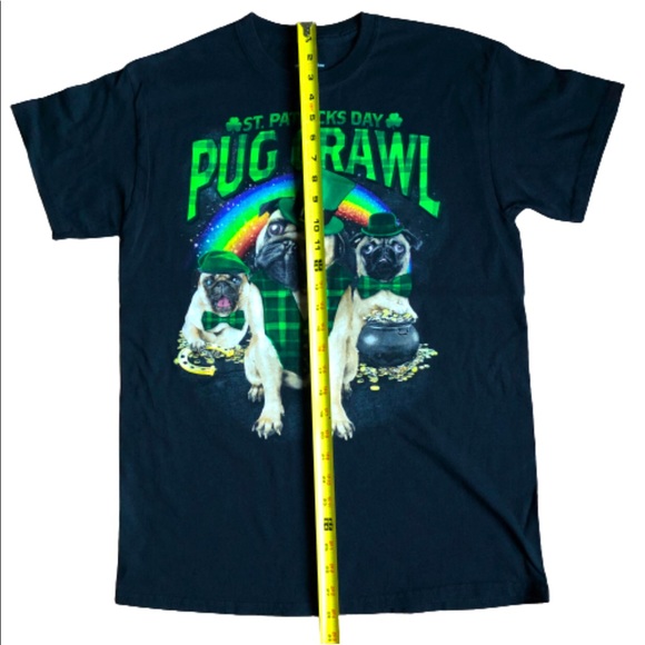 ST. PATRICK'S DAY PUG CRAWL Tee Shirt Short Sleeve Black Medium UNISEX - Picture 5 of 12